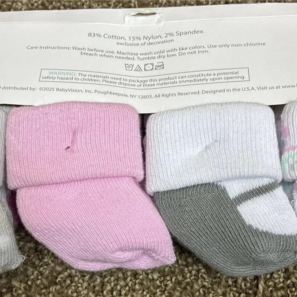 New Hudson Baby 0-3 mth 12 pairs Unicorn & Rainbow Pattern socks